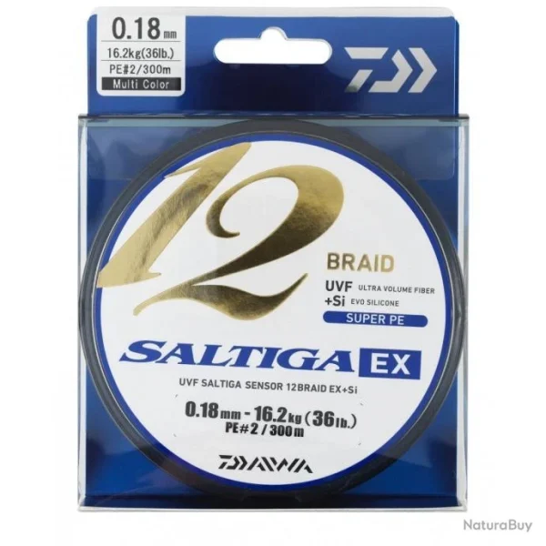 Tresse Daiwa Saltiga 12B Multicolore 300M 18/100-16,2KG grande qualité 1