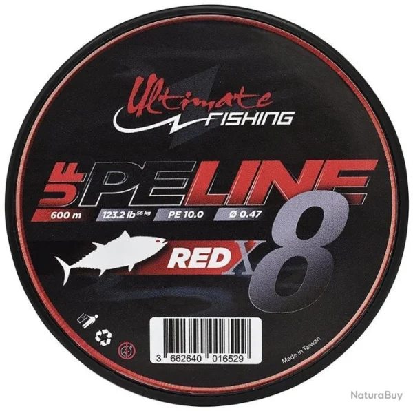 Ultimate Fishing UF PE LINE X8 FIGHTING RED 600m – PE 6 design à la mode 1